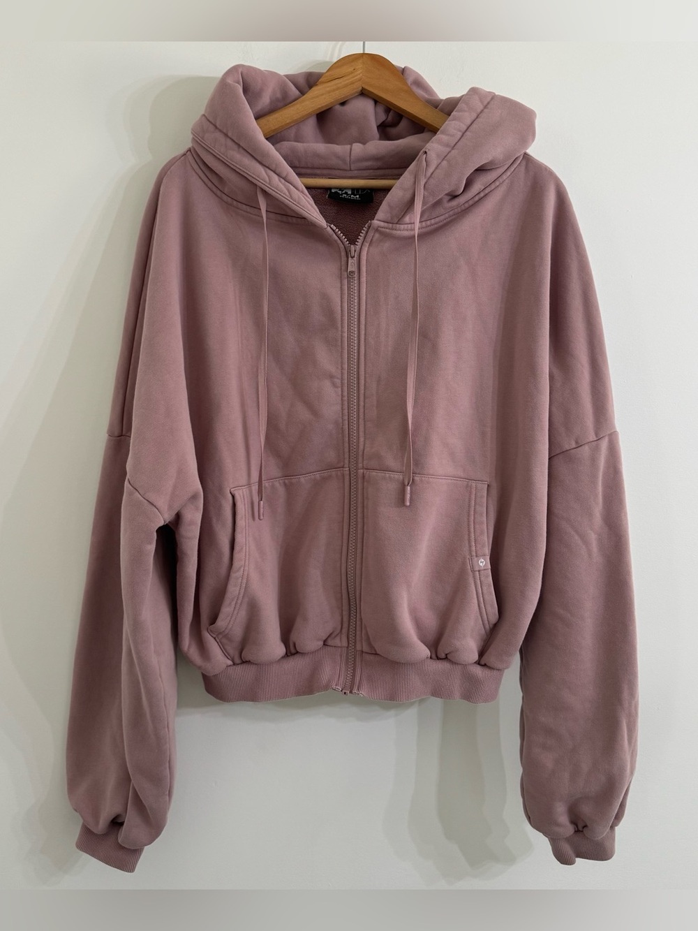 POPFLEX Hoodie Womens S/M Pink Full Zip Up Cloud Oversized Sweatshirt Cropped